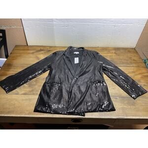 RIPLEY RADER Black Sequin Oversized Blazer Jacket Size 2 Small NWT
